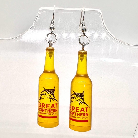 Great Northern Beer Earrings - Alcohol Earrings - New Years Eve Earrings - Picture 1 of 8
